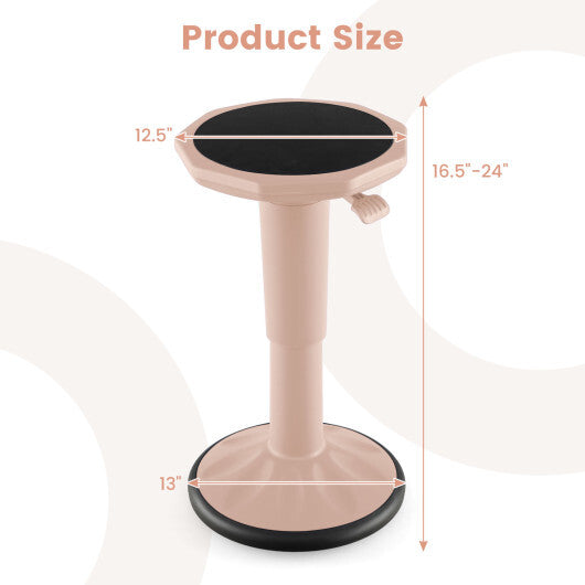 Costway Adjustable-Height Wobble Chair Active Learning Stool for Office Stand Up Desk Pink W2B