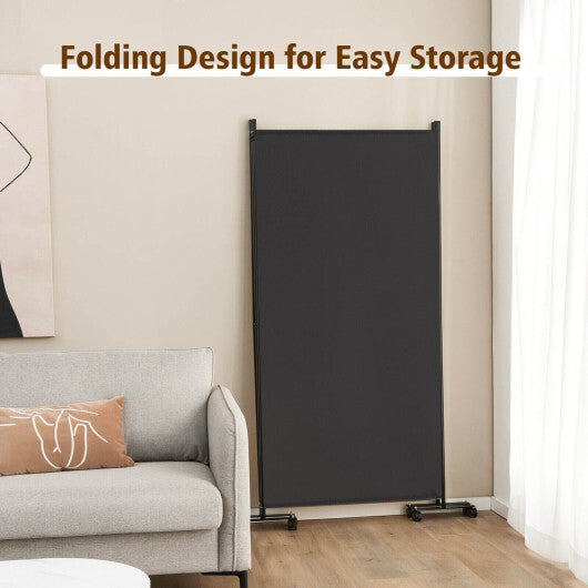 Costway 3-Panel Folding Room Divider 6Ft Rolling Privacy Screen withLockable Wheels Grey W2B