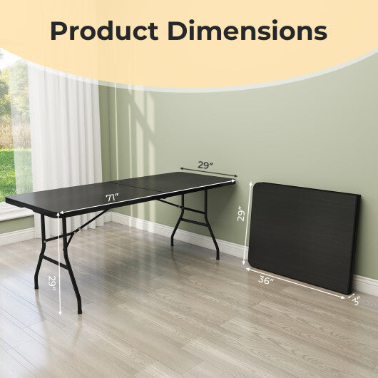 Costway Portable Folding Camping Table with Carrying Handle-Black W2B