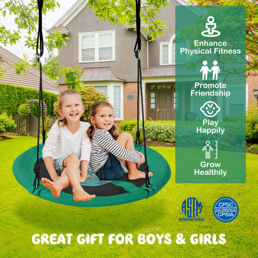 Costway 40" Flying Saucer Tree Swing Indoor Outdoor Play Set Swing for Kids Dark Green