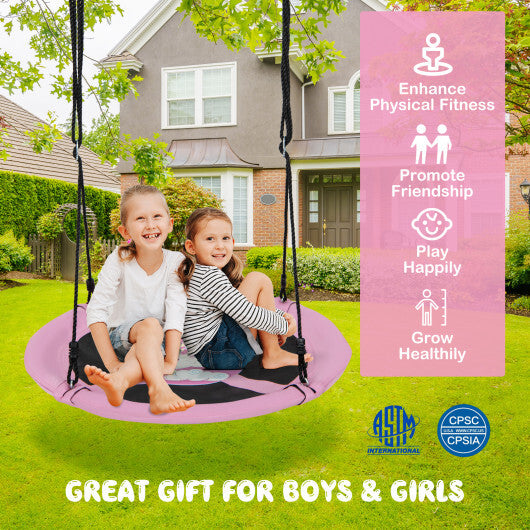 Costway 40" Flying Saucer Tree Swing Indoor Outdoor Play Set Swing for Kids Dark Pink