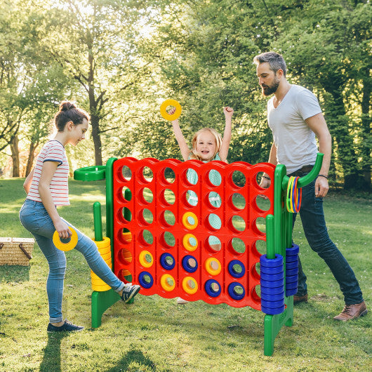 Costway 4-in-A Row Giant Game Set w/Basketball Hoop for Family Red W2B