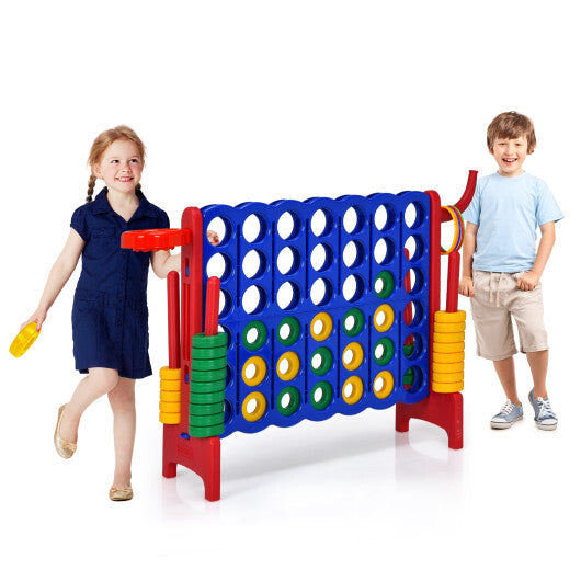 Costway 4-in-A Row Giant Game Set w/Basketball Hoop for Family Red W2B