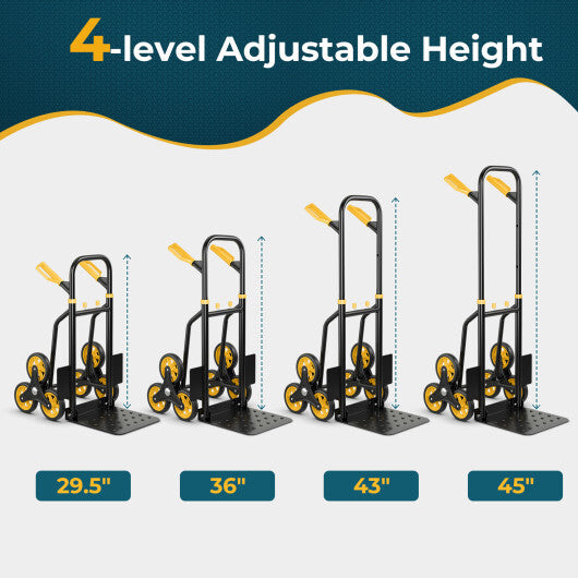 Costway Stair Climber Hand Truck with Telescoping Handle and Rubber Wheels 350 Lb Capacity W2B