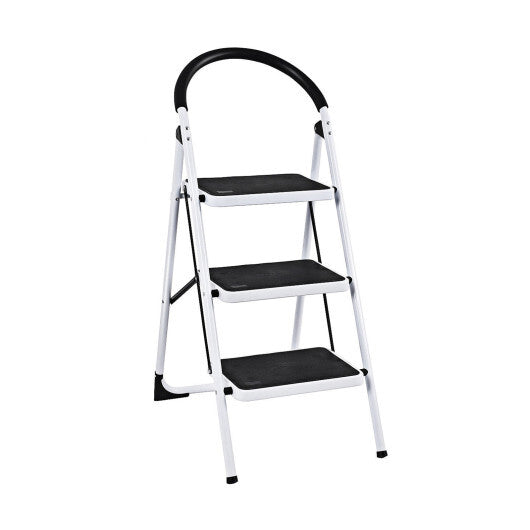 Costway Heavy Duty Industrial Lightweight Folding Stool 3 Step Ladder W2B