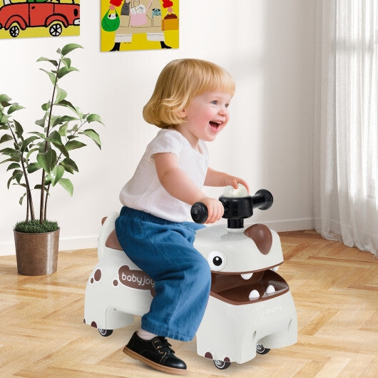 Costway Toddler Ride on Toy Walking Sliding Car with Lights and Music-White W2B