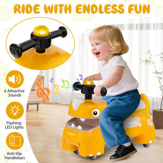 Costway Toddler Ride on Toy Walking Sliding Car with Lights and Music-Yellow W2B