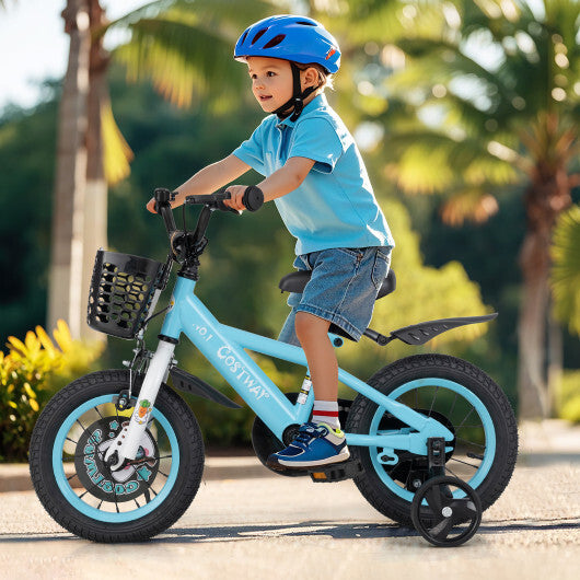Costway 12 Inch Kids Bike with Adjustable Handlebar and Saddle for 3-4 Years Old-12 inches