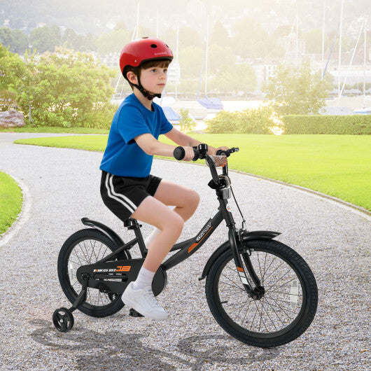 Costway 18 Inches Kids Bike with Removable Training Wheels and Adjustable Seatfor 4-8 Years Old Black W2B