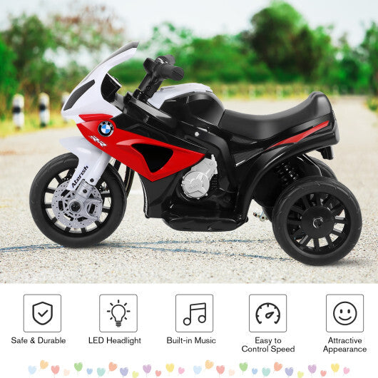Costway Kids Ride On Motorcycle BMW Licensed 6V Electric 3 Wheels Bicycle Music&Light Red