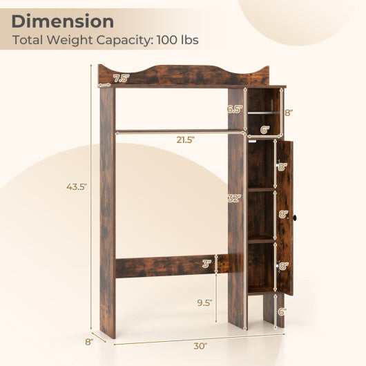 Costway Over the Toilet Storage Cabinet with Toilet Paper Holder-Rustic Brown W2B