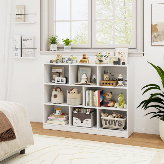 Costway 3-Tier Open Bookcase 8-Cube Floor Standing Storage Shelves Display Cabinet-White W2B