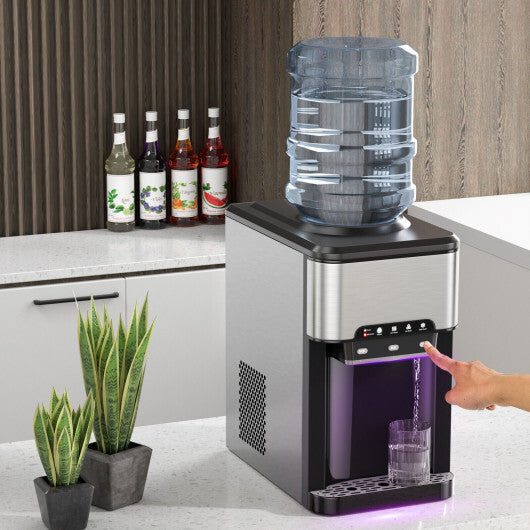 Costway Water Cooler Dispenser 3-in-1 with Built-in Ice Maker and 3 Temperature Settings-Silver W2B