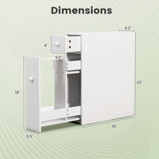 Costway White Bathroom Cabinet Space Saver Storage Organizer-White W2B