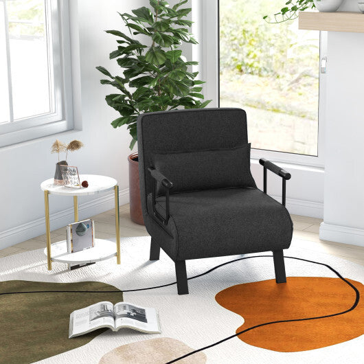 Costway Folding 6 Position Convertible Sleeper Bed Armchair Lounge Couch with Pillow-Gray W2B