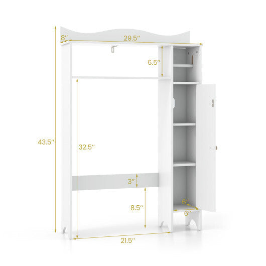 Costway Wood Over the Toilet Bathroom Space Saver with Paper Holder and Shelf-White W2B