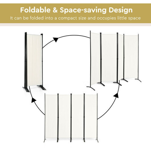 Costway 4-Panel Room Divider with Steel Frame-White W2B