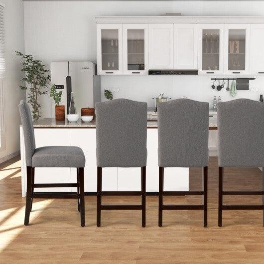 Costway 2 Pcs Fabric Nail Head Counter Height Dining Side Chairs Set-Gray W2B