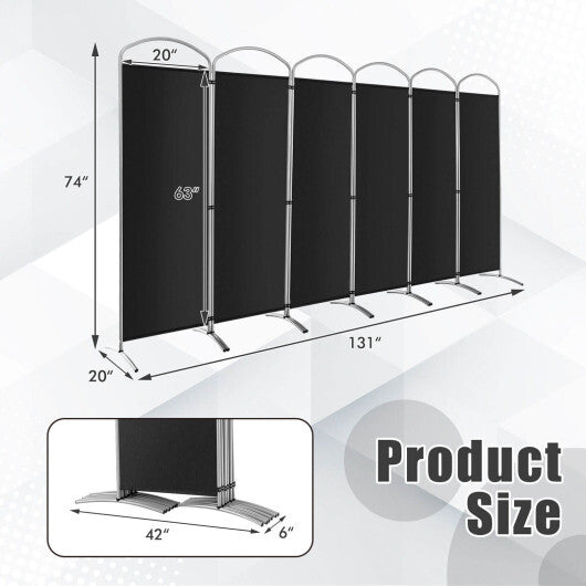 Costway 6 Feet 6-Panels Freestanding Folding Privacy Screen-Black W2B