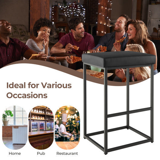 Costway 30 Inch Barstools Set of 2 with PU Leather Cover-Black W2B