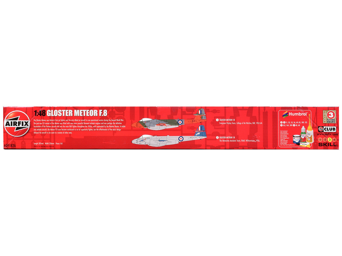 Level 3 Model Kit Gloster Meteor F.8 Aircraft with 2 Scheme Options 1/48 Plastic Model Kit by AirfixA09182A-2