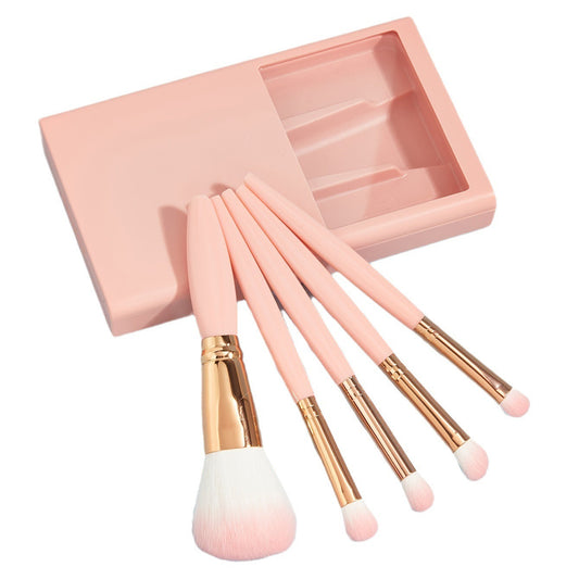 5 PCs Makeup Brushes With Mirror Travel Set LadyShow.Store