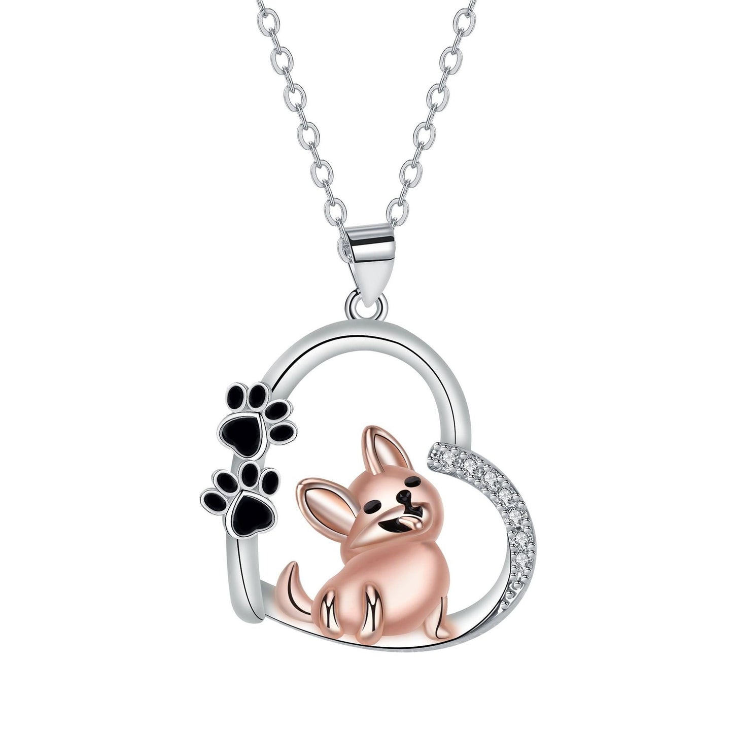 Lovely Heart-shaped Design Pet Dog Pendant Necklace Personality LadyShow.Store