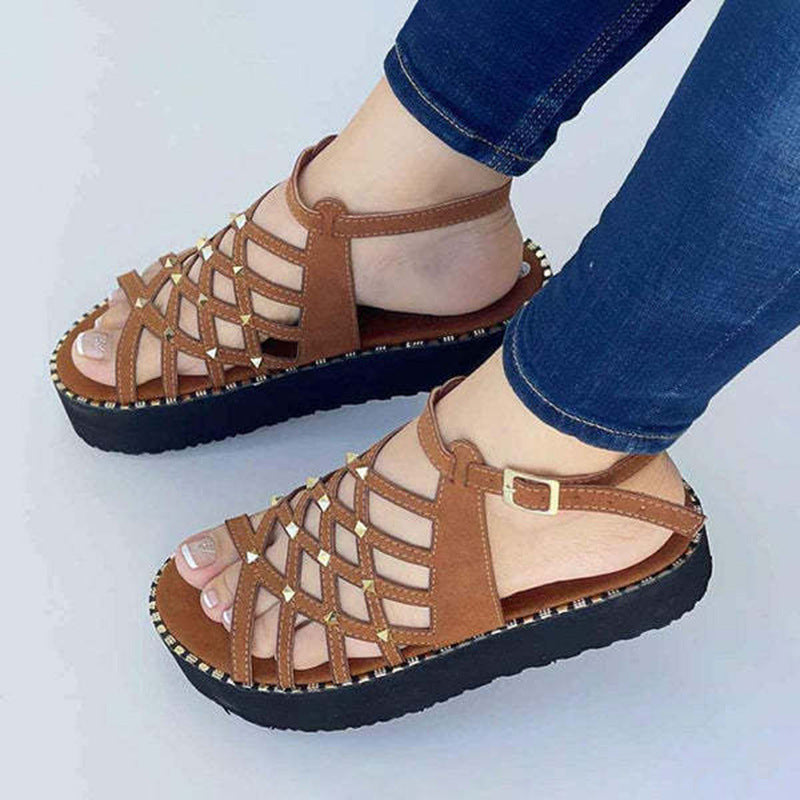 Thick Sole Rivet Summer Fashion Personality Roman Sandals LadyShow.Store