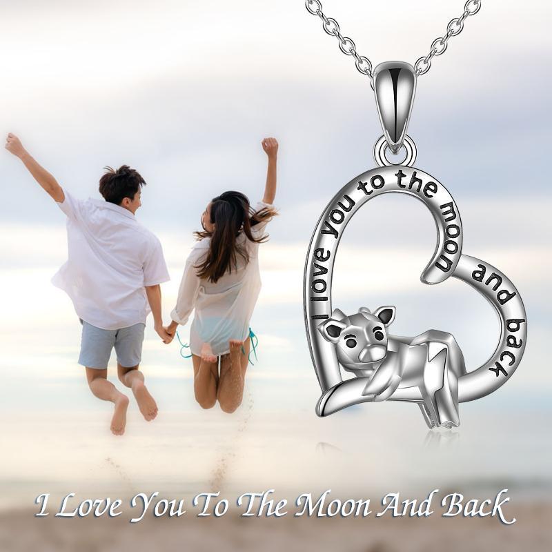 Sterling Silver Cow Heart Pendant Necklace for Women I Love You To The Moon And Back LadyShow.Store