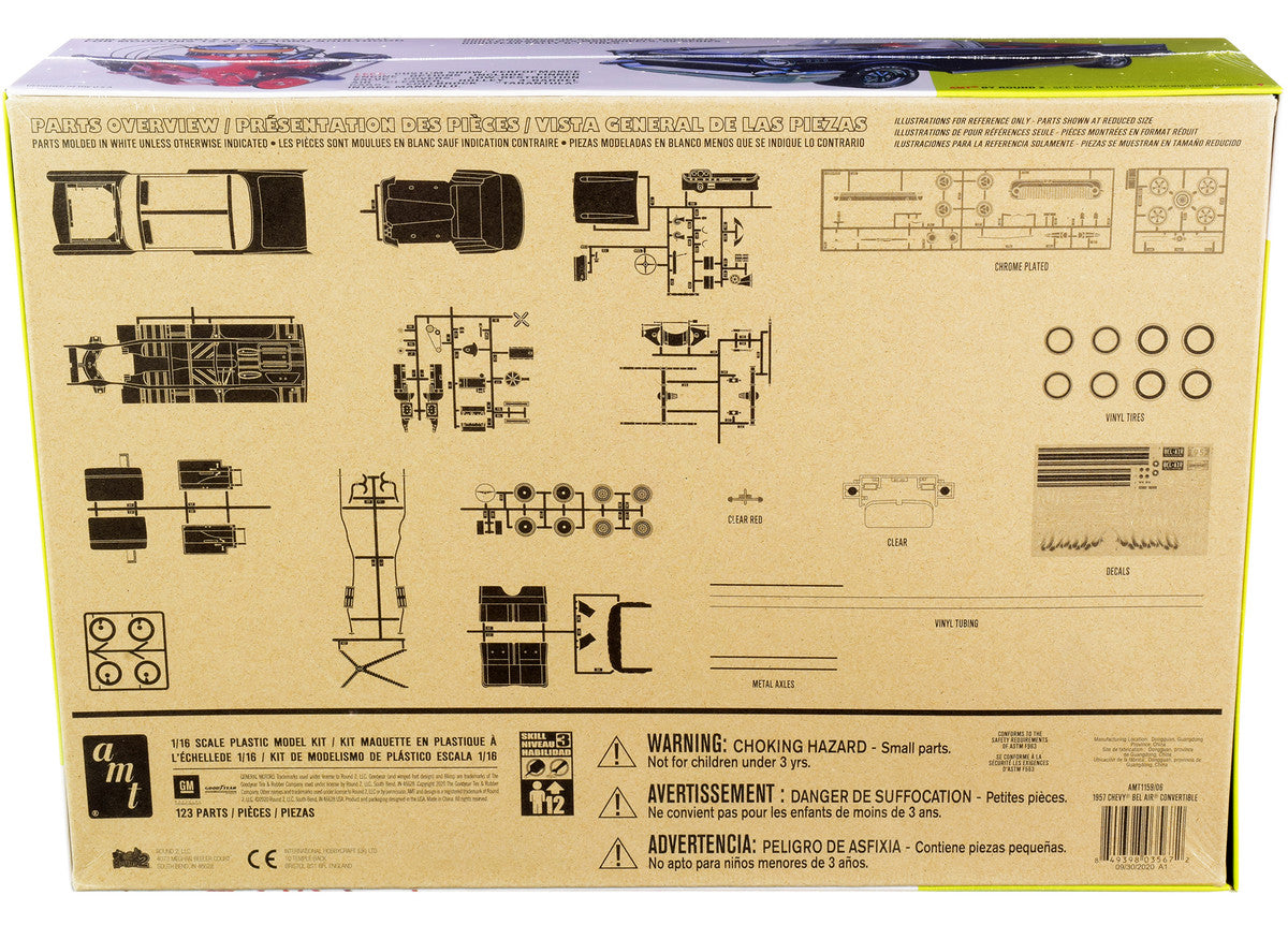 Skill 3 Model Kit 1957 Chevrolet Bel Air Convertible 2-in-1 Kit 1/16 Scale Model by AMT AMT