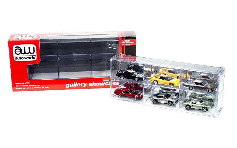 6 Car Interlocking Collectible Display Show Case for 1/64 Scale Model Cars by Auto World Autoworld
