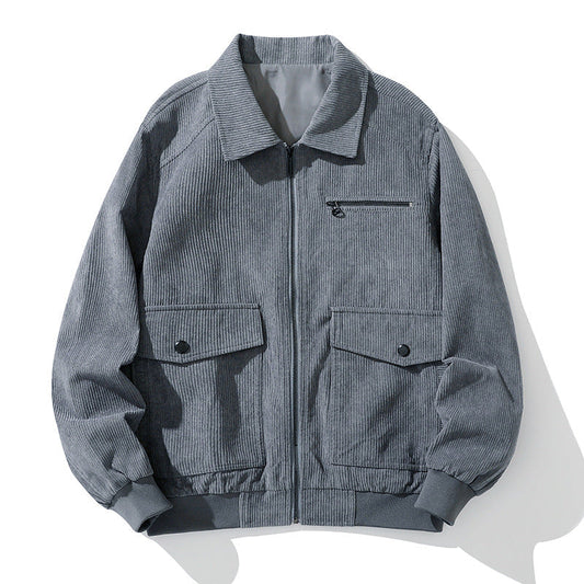 Men's Corduroy Jacket - Stylish Casual Spring/Fall Outerwear Pi-Mart