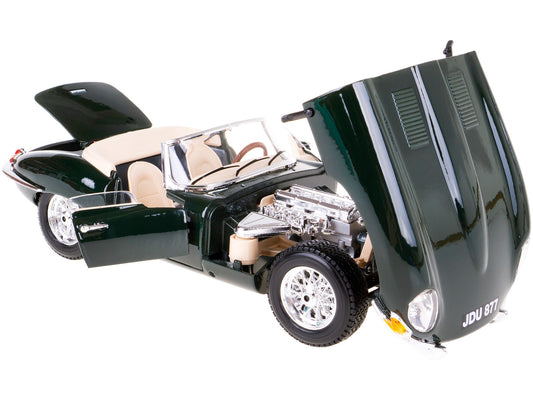 1961 Jaguar E Type Convertible Green 1/18 Diecast Model Car by Bburago-1