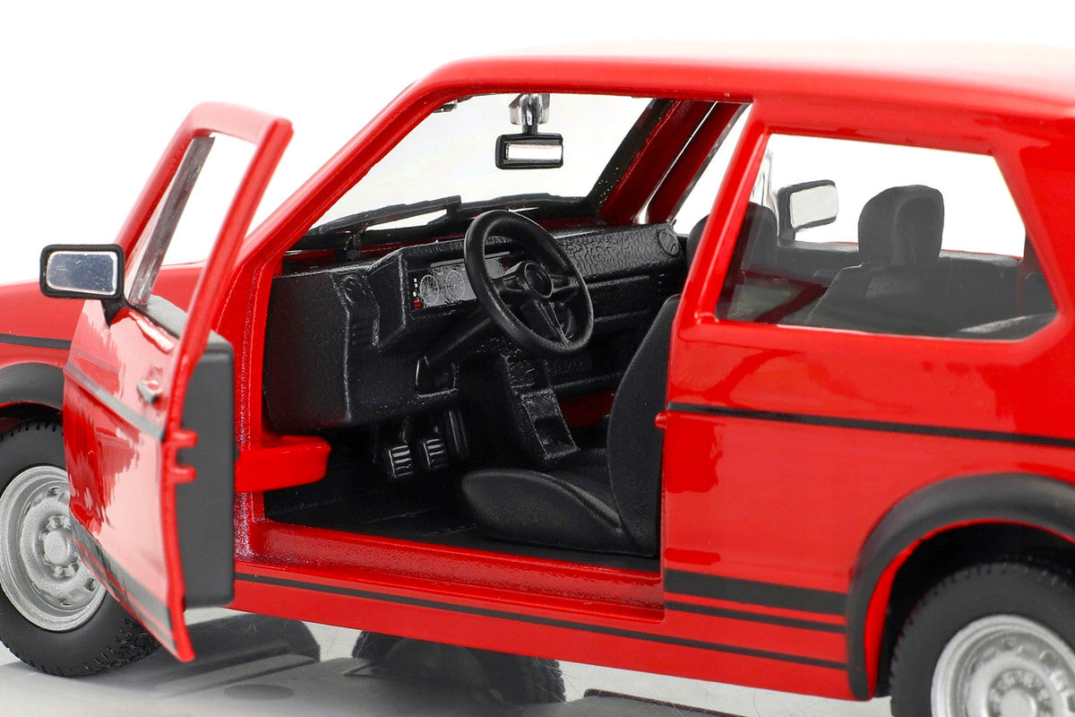 1979 Volkswagen Golf Mk1 GTI Red with Black Stripes 1/24 Diecast Model Car by Bburago Bburago