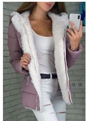 Fleece-lined Cardigan Hooded Coat Cotton-padded Jacket LadyShow.Store