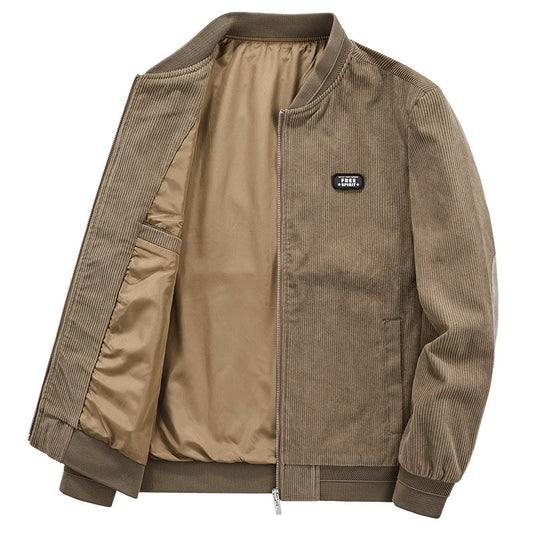 Men's Retro Corduroy Baseball Jacket for Spring & Autumn Pi-Mart