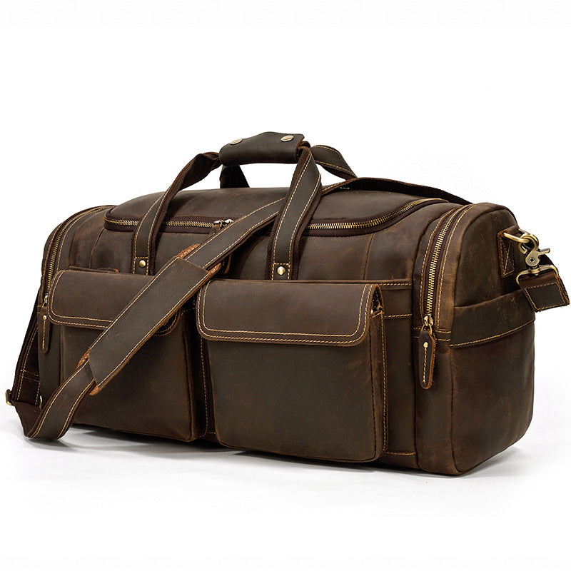 Leather Handbag Crazy Horse Vintage Travel Bag CJD