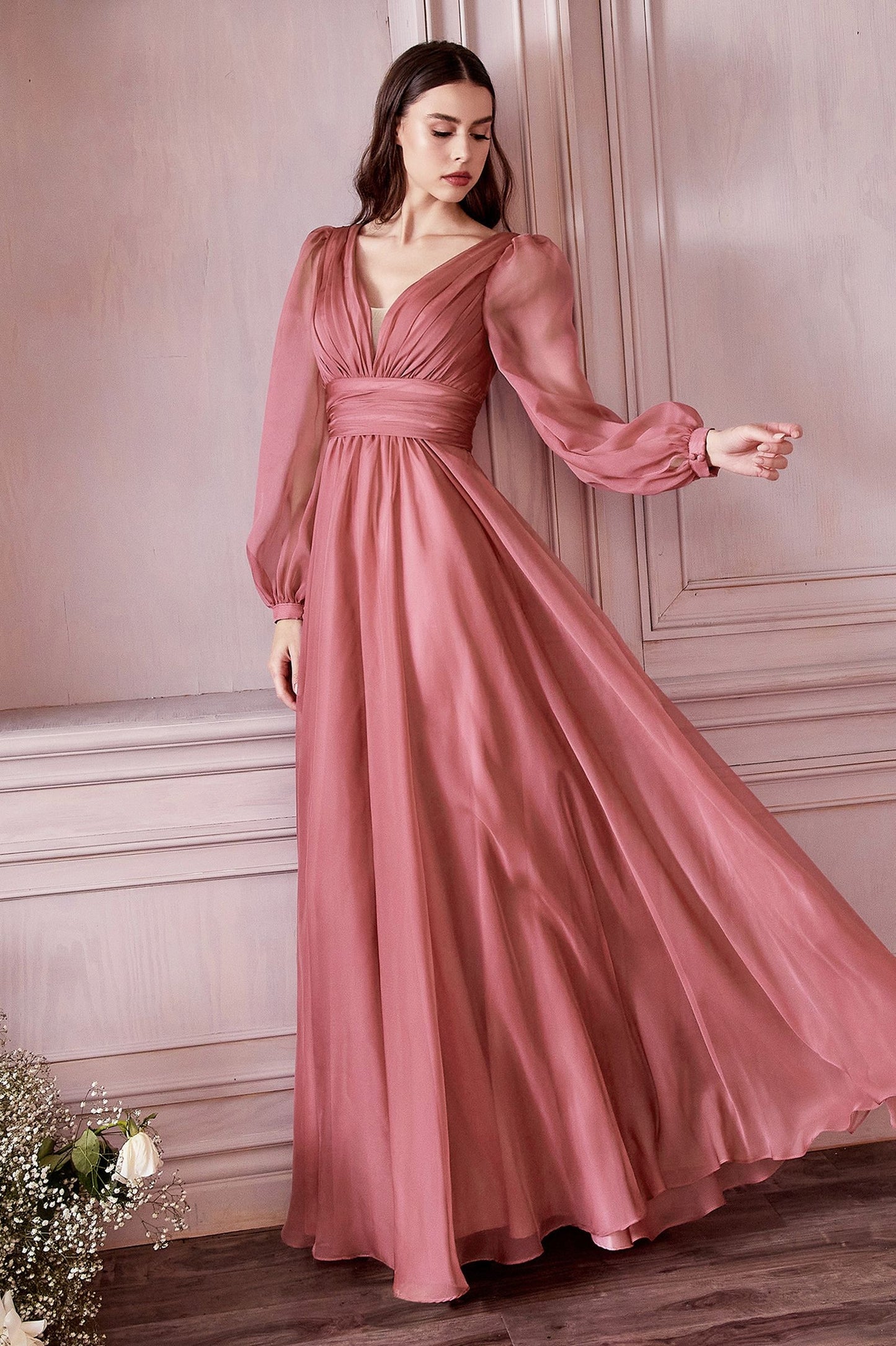 Long Sleeve Chiffon Dress-6