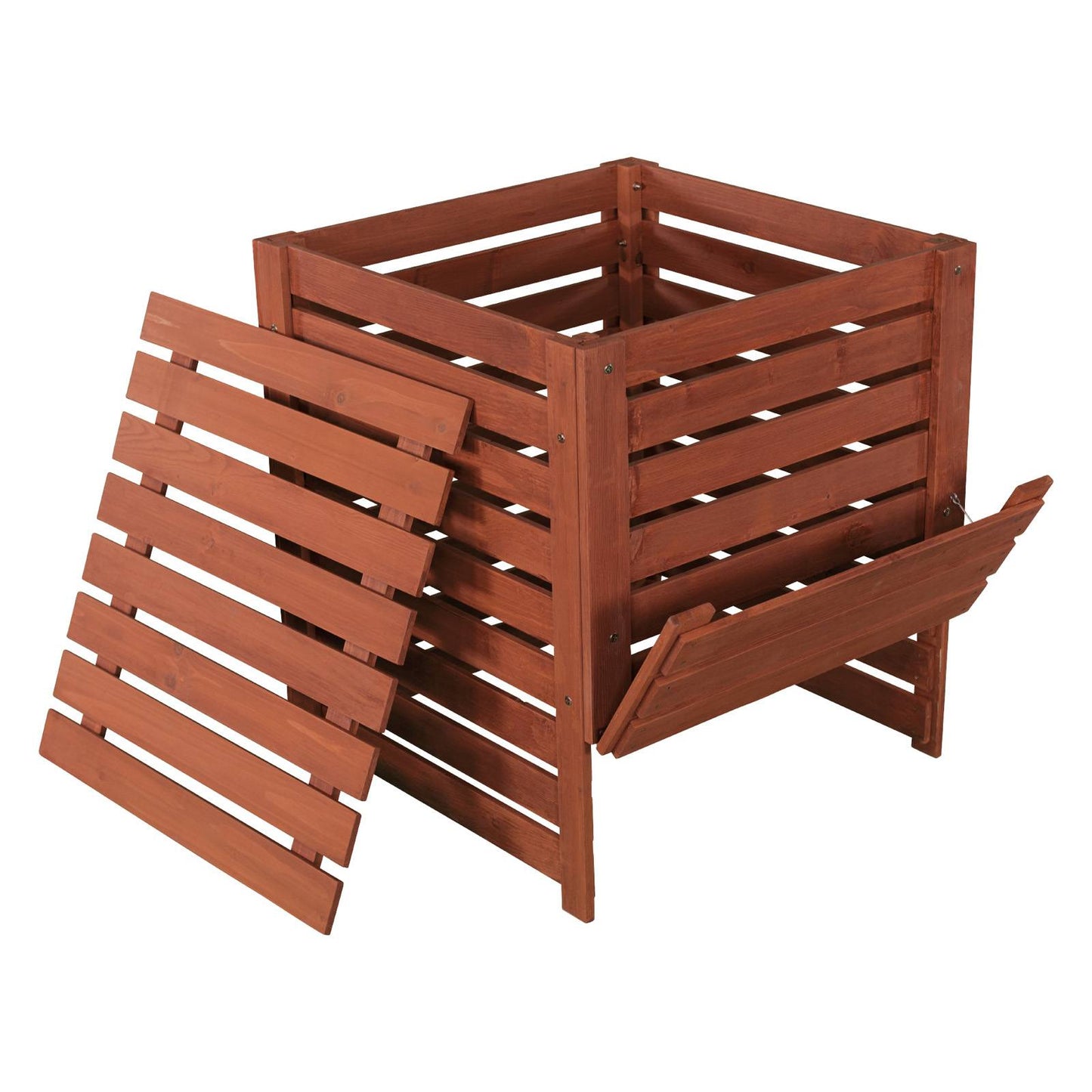 Solid Wood 90-Gallon Compost Bin with Removable Top and Hinged Side Panel FastFurnishings
