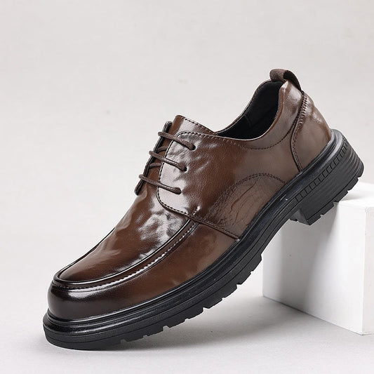 Leisure Chunky-soled Elevating Leather Shoes Best YouTube Store