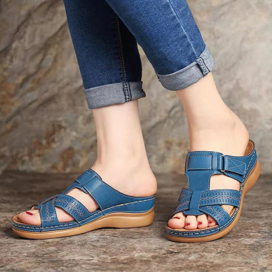 Vintage Wedge Platform Slip-On Ladies Sandals LadyShow.Store