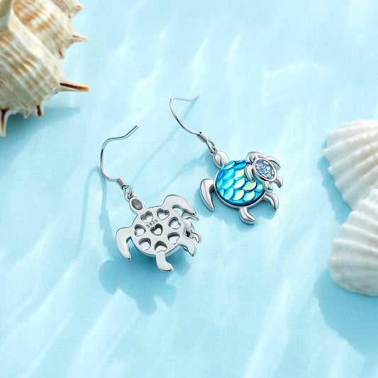 Turtle Earrings Sterling Silver Mom and Baby Dangle Mother and Daughter Tortoise LadyShow.Store