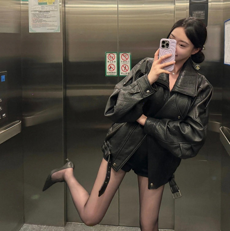 Vintage Industrial Leather Jacket With A High-end Feel LadyShow.Store