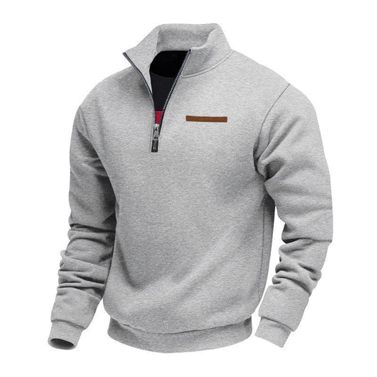 Fleece-lined Mid-length Zip-up Loose-fit Stand-up Collar Casual Hoodie Best YouTube Store