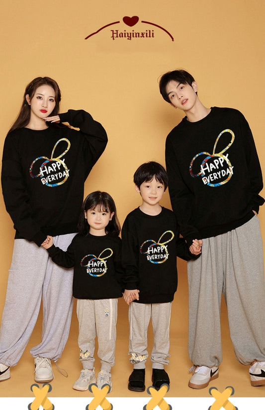 Trend Parent-child Outfit A Family Of Three Mother-daughter Outfit Plus Velvet Thickened Foreign Style Child Hoodie LadyShow.Store