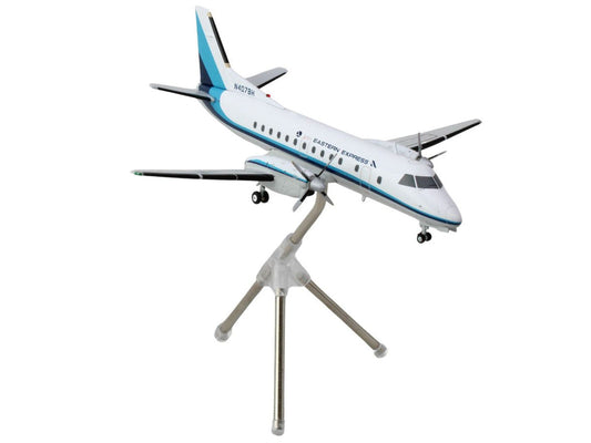 Saab 340A Commercial Aircraft "Eastern Express/Bar Harbor" (N407BH) White with Blue Stripes "Gemini 200" Series 1/200 Diecast Model Airplane by GeminiJets GeminiJets