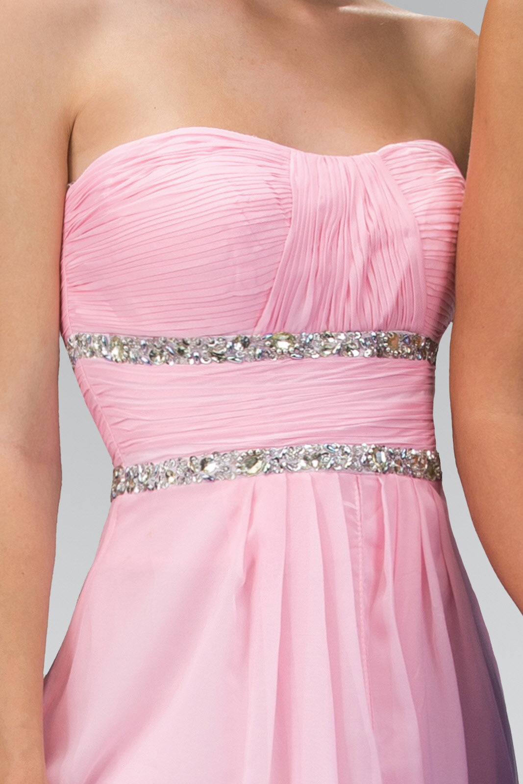 Strapless Floor Length Chiffon Dress with Sequin Detailing Tux-USA