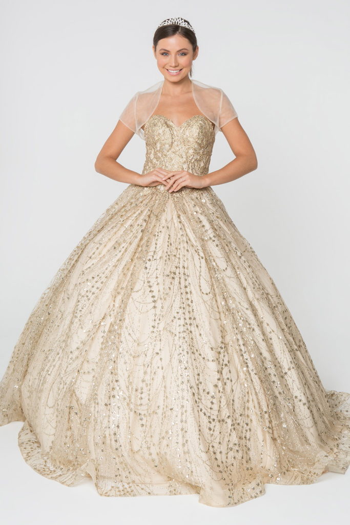 Glitter and Jewel Embellished Quinceanera Dress Tux-USA