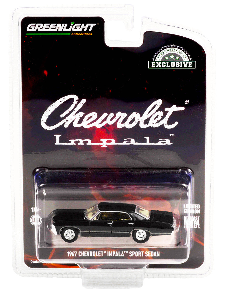 1967 Chevrolet Impala Sport Sedan Tuxedo Black "Hobby Exclusive" 1/64 Diecast Model Car by Greenlight-2