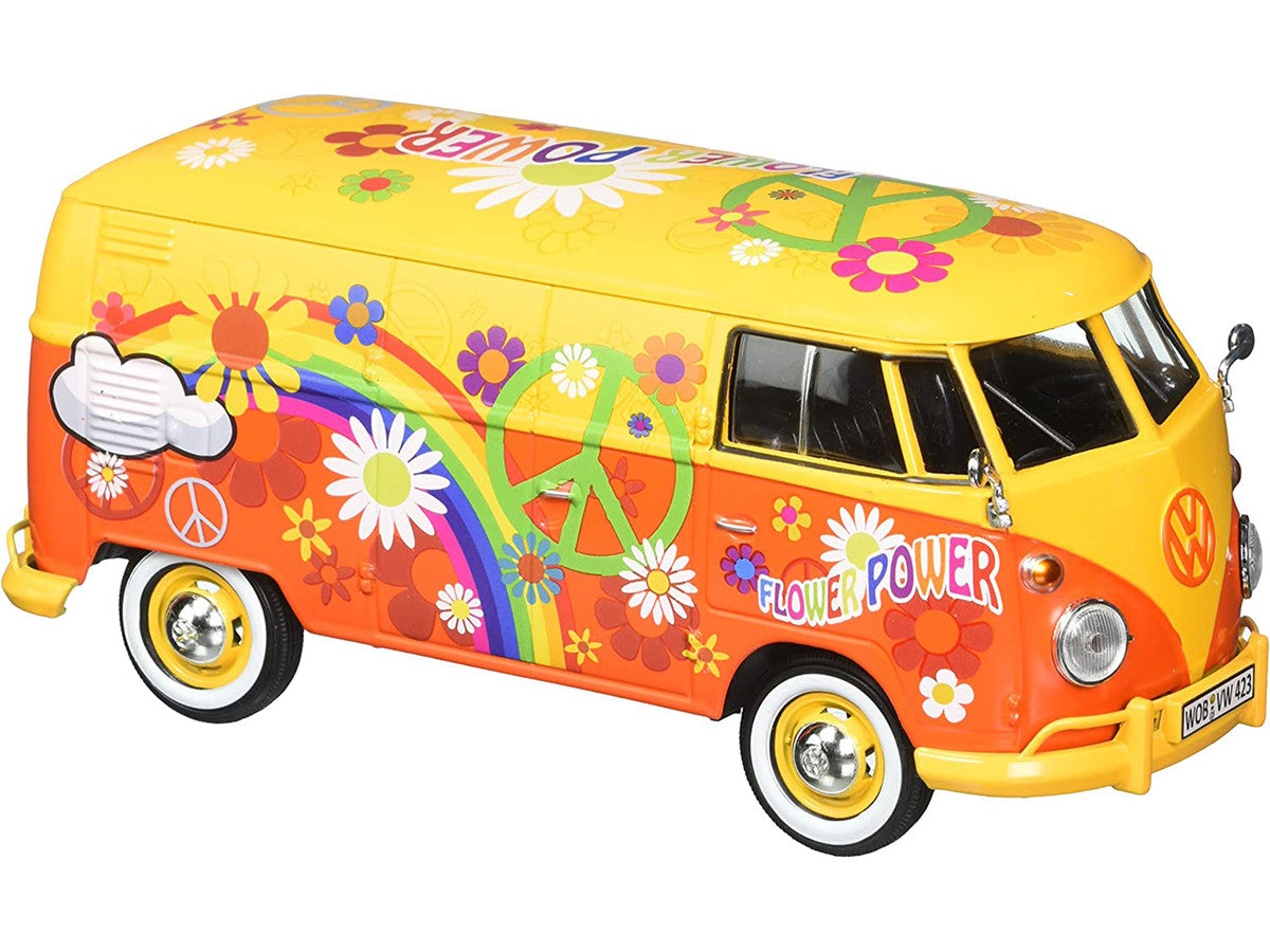 Volkswagen Type 2 (T1) Delivery Van Flower Power 1/24 Diecast Car Model by Motormax Motormax